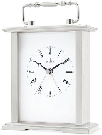Acctim Gainsborough Mantel Clock, Metal, Silver, 14.5 x 12.3