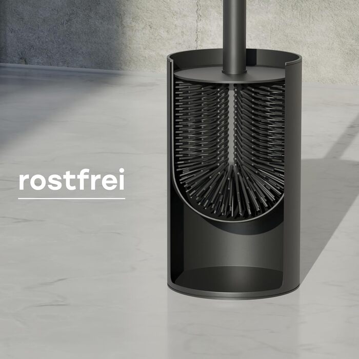 Набір для чищення унітазу Savega з нержавіючої сталі та силіконовою щіткою - гігієнічний набір для туалету з захистом від розбризкування, чорний