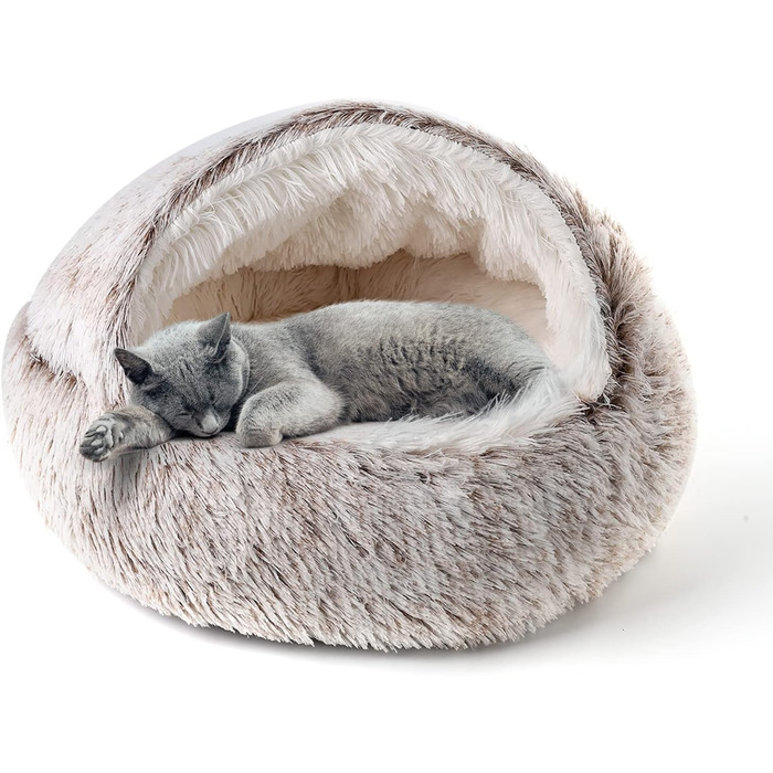CATISM Cat Bed, Fluffy Cat Blanket, 50cm Cozy Cat Bed for Large Cats/Kittens Washable Snuggle Dog Bed/Dog House Soft Comfortable Coffee