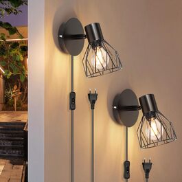 LED-стінні світильники Kimjo з акумулятором, диммування, поворотні, з таймером, E14, 2 шт. (чорний)