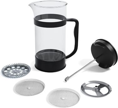 Френч-прес KICHLY 1000 мл (600 мл) - чорний, з нержавіючої сталі, для приготування кави