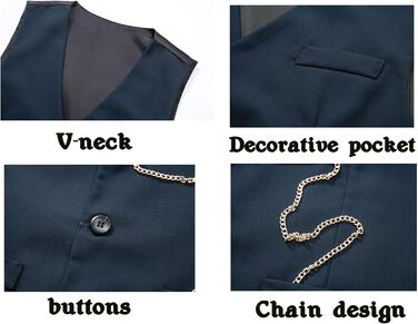 Жилет чоловічий Miaikvs, без рукавів, V-подібний виріз, для весілля, ділових зустрічей та повсякденного стилю (M107, темно-синій, L)