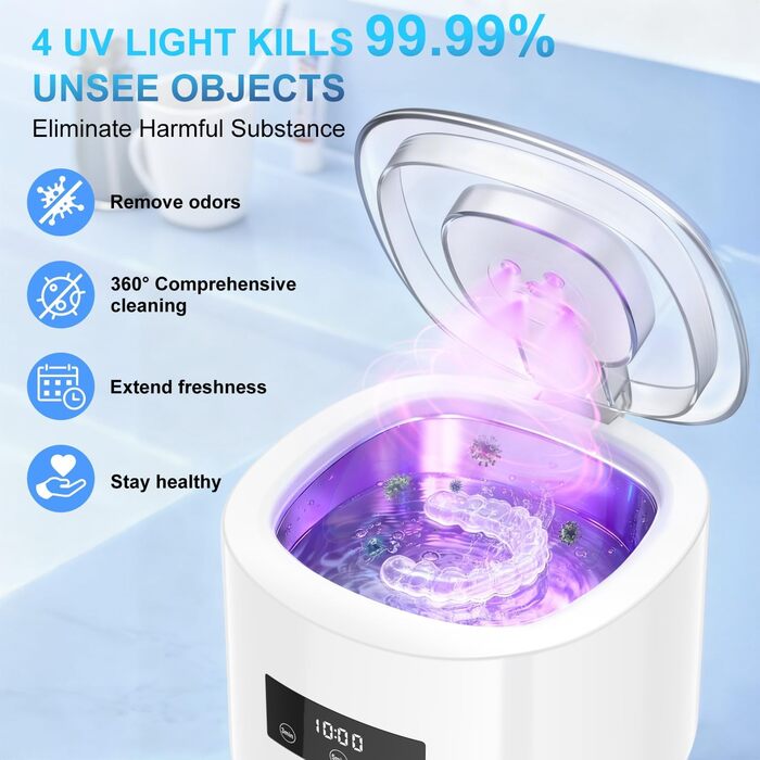 Ультразвукова очищувачка 230 мл з UV-лампою - для зубних щіток, протезів, ювелірних виробів