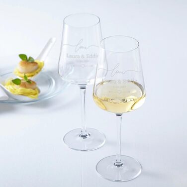 Leonardo Puccini Weinglas 560 ml 2-piece Set with Engraving for Couples - Anniversary and Engagement Gifts - Personalized Wedding Gift - Wine Glass for Women and Men - Glass Wine Goblet