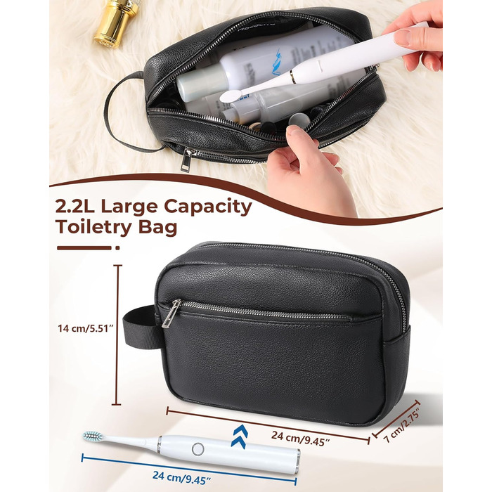 Чоловіча/Жіноча дорожня косметичка, валізка, сумка для туалетних аксесуарів 24x14x7 см (Чорний)