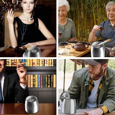 Попільничка для вулиці з кришкою - герметична, вітростійка, підлогова попільничка для вулиці та дому - попільничка з нержавіючої сталі для сигарет (срібна)