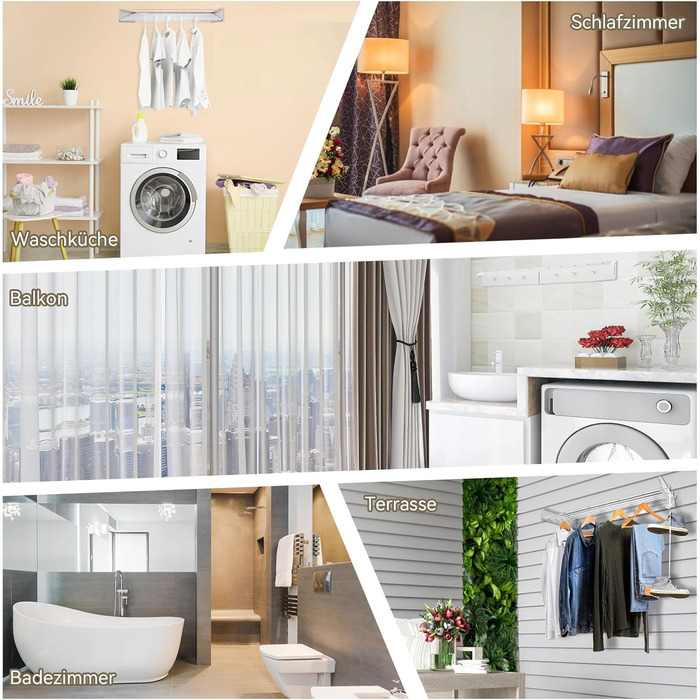 Настінна сушилка для білизни Donken, 80 см, розкладна, для ванної кімнати, балкону, тераси, біла