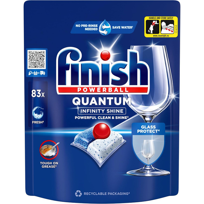 Таблетки для посудомийних машин Finish Quantum Infinity Shine Gigapack, 166 шт (2 x 83 шт)