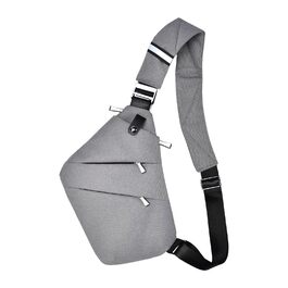 Сумка на груди Fibrdoo, антикрадіжна, через плече, чоловіча/жіноча, сіра, для подорожей, спорту та активного відпочинку
