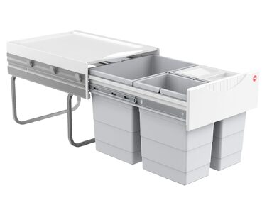 Система сміттєзбірників Hailo Raumspar-Tandem (18 + 2x 8.5 л) для шаф від 40 см з розпашними дверцятами, світло-сірий, 346 x 475 x 336 мм