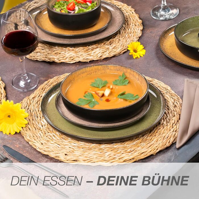 Набір посуду Moritz & Moritz VIDA на 12 осіб, 36 предметів - вінтажний сервіз з сучасного порцеляну, стійкий до подряпин, для мікрохвильової печі та посудомийної машини