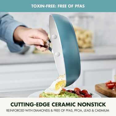 Набір сковорідок GreenPan Nova: 20.3 см та 25.4 см, індукційні, без PFAS, антипригарне покриття з кераміки, безпечні для здоров'я, придатні для миття в посудомийній машині та духовці