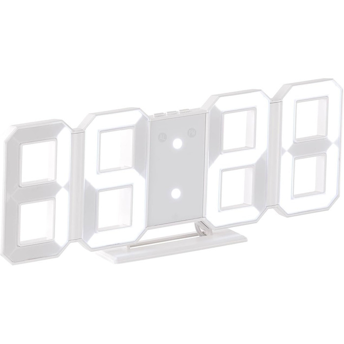 Lunartec Digital Clock Wall: Digital Jumbo LED Table & Wall Clock, 3D, Alarm Clock, Dimmable, 28 cm (Digital Clock for Placement, 3D Clock, Illuminated)