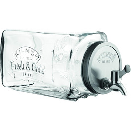 3-Liter Refrigerator Beverage Dispenser with Tap, Glass/Metal, Dimensions: 32.7 x 14 x 18 cm