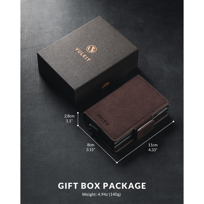 Чохл для карток VULKIT: шкіряний гаманець для чоловіків з RFID захистом (колір коричневий)