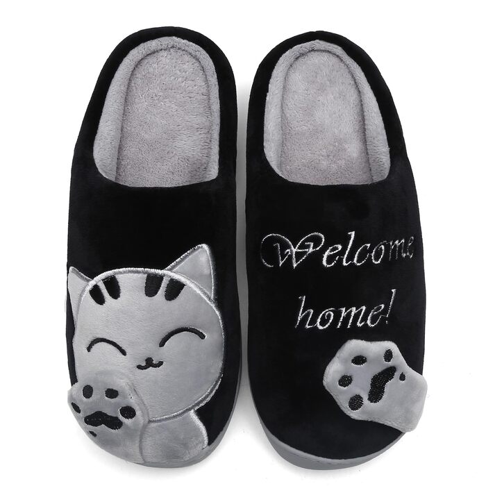 Тапочки зимові Mishansha з жорсткою підошвою - теплі, зручні, м'які, унісекс, для дорослих (41/42 EU, чорні)