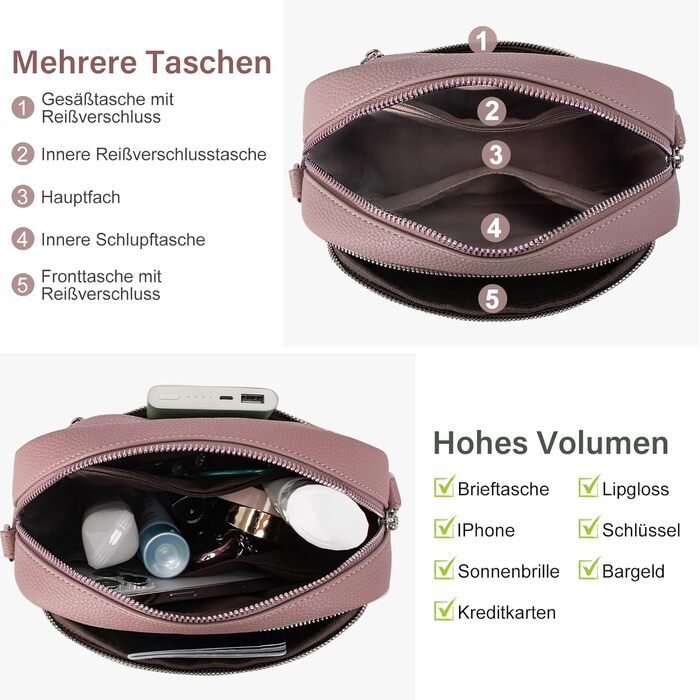 Сумка жіноча через плече крос-боді PU шкіра (темно-рожева) з віднімним ремінцем