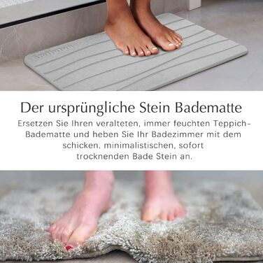 Amilutuo Badematte Stein, Diatomite Stone Bath Mat, Non-Slip Stone Bath Mat, Quick-Drying Stone Bath Mat (Dark Gray C, 60 x 39 cm) Dark Gray Curved Pattern 39x60cm