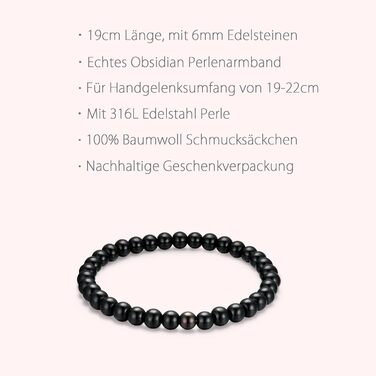 Браслет чоловічий day.berlin Premium з натурального каменю та перлів, 19 см