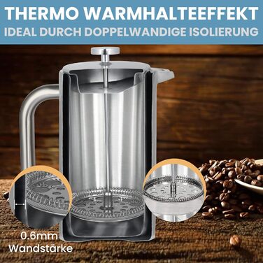 Набір для приготування кави One World Coffee® French Press та чашка з нержавіючої сталі, подарунковий набір для відпочинку на природі