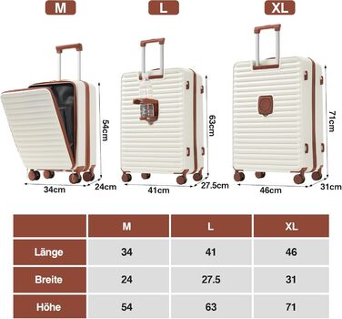 Набір валіз Merax TSA-Lock 3 шт. (M-L-XL) з телескопічним ручками та 4 колесами, чорний, PP-матеріал