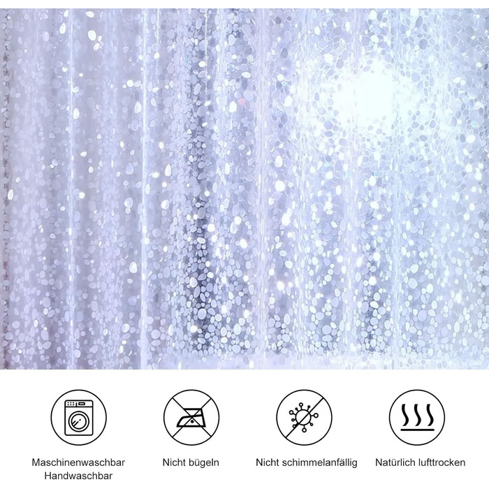 Штора для душу миюча Peva 300x200 см в білу крапку, антигрибкова, прозора для ванної кімнати