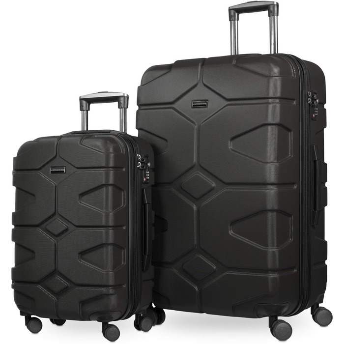 Набір валіз X-Kölln (S, L) - 2 шт. Чорний матовий, з TSA замком. Валіза-трольлей, Rollkoffer, валіза для подорожей