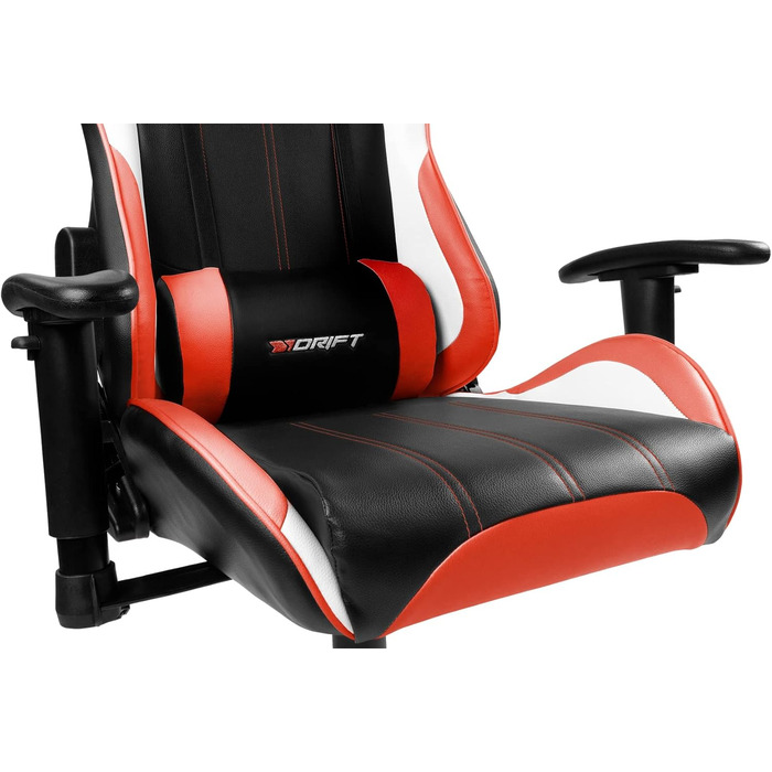 Ігрове крісло DRIFT DR175RED, екошкіра, 2D підлокітники, клас 4, чорний/червоний