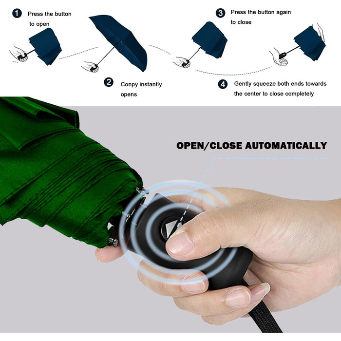 Вітростійкий туристичний парасолька SIEPASA, компактний автоматичний парасолька для подорожей, маленький та портативний