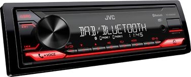 Автомагнітола JVC KD-X282DBT з USB, DAB+, Bluetooth, мікрофоном, AUX, саундпроцесором, 4x50 Вт, червоне підсвічування кнопок