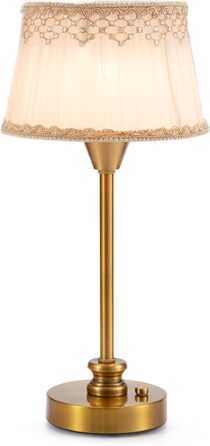 Настільна лампа OCEST з акумулятором, сенсорне керування, регулювання яскравості, для дому, кухні, тераси, їдальні (античне латунь-льон), тканинний абажур 27,5 см