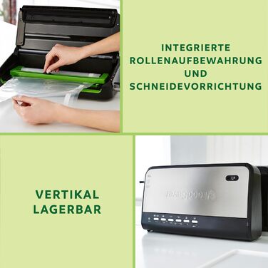 FoodSaver Вакуумний апарат для продуктів харчування з вбудованим зберіганням рулонів | Вакууматор з пристроєм для нарізання та режимом 'Delicate Food' | Містить сортовані вакуумні пакети [FFS005X] Зберігання рулонів