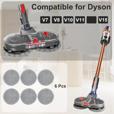 Електрична насадка для пилососа Dyson V7/V8/V10/V11/V15 Italdos з баком для води та 3 мікрофібровими серветками