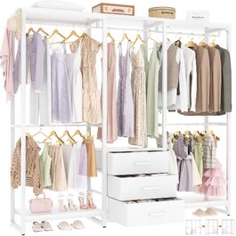 Кутовий вішак для одягу iSunirm L-подібний, білий freestanding шафа-система з шухлядами та міцною конструкцією
