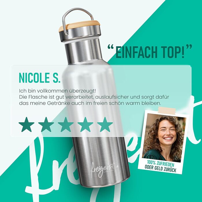 Термофляга 1л з нержавіючої сталі: ізольована, для туризму, велоспорту, офісу, без BPA, 1000 мл