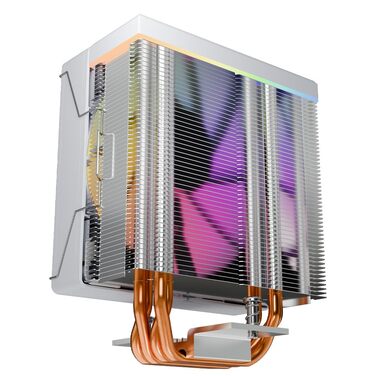 Кулер для процесора Jungle Leopard KF420E з дисплеєм температури, 4 теплові трубки, 155 мм, 120*120*25 мм вентилятор 1800 RPM ARGB PWM, для LGA 115X/1200/1700/1366/2011/1851, AM4/AM5 (Чорний)