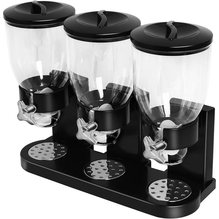 Повіка Триколісний контейнер для мюслі, чорний, 42 x 16 x 35 см, об'єм 6 літрів, пластик, сучасний, функціональний