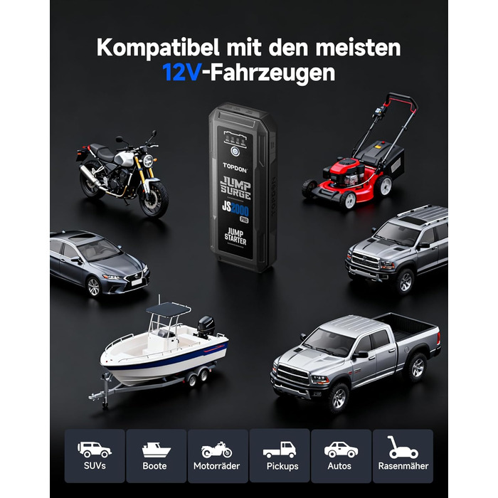 Powerbank TOPDON JS3000 для запуску двигуна, 24000mAh, 12V, для бензинових та дизельних двигунів до 9.0L та 7.0L