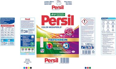 Пральний порошок Persil Color Megaperls для кольорової білизни, технологія глибокого очищення, 5 упаковок по 16 завантажень (80 прань), 20-60 °C