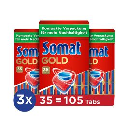Таблетки для посудомийних машин Somat Gold, проти припаленого бруду, для низьких температур, 105 шт