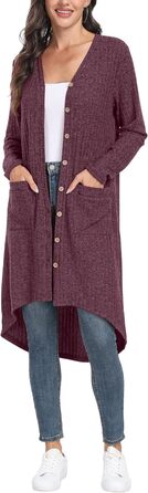 Кардиган жіночий GRECEREE з ґудзиками та V-подібним вирізом, літній (XXL, Рожевий)