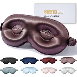 Маска для сну ZIMASILK, 22 Momme, 100% шовк, регульована, 3D-форма, блокує світло, фіолетово-сіра