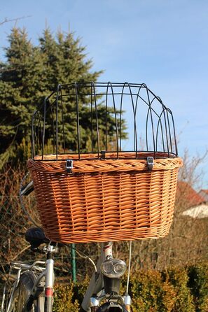 Корзина для велосипеда для собак з ручки з лози з металевою сіткою XL/XXL. Корзина для тварин, велосипедна корзина, натуральний матеріал (без подушки).