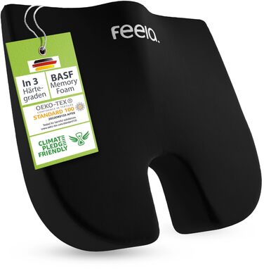 Подушка ортопедична клиновидна Feela® з ефектом пам'яті для корекції постави та підтримки при ішіасі (жорстка, 80-110 кг), чорна - для офісу та дому