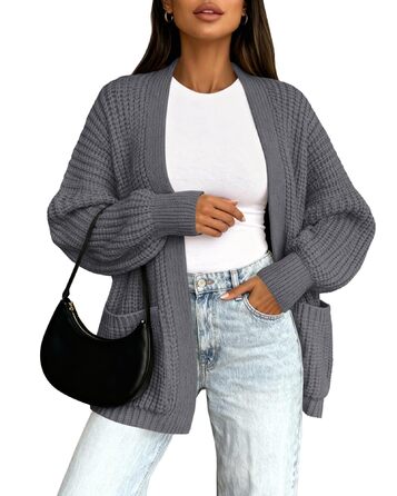 Кардиган жіночий BTFB Oversized в'язаний, відкритий, колір темно-сірий, розмір XXL - осінь/зима 2025