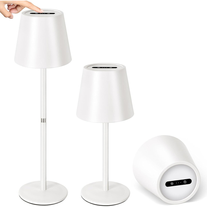 LED-лампа настільна бездротова OUTON (2 шт) з регулюванням яскравості, 3 режими кольору, USB-C зарядка, IP54 вологозахист, 30 годин роботи – для дому та на подарунок, чорний