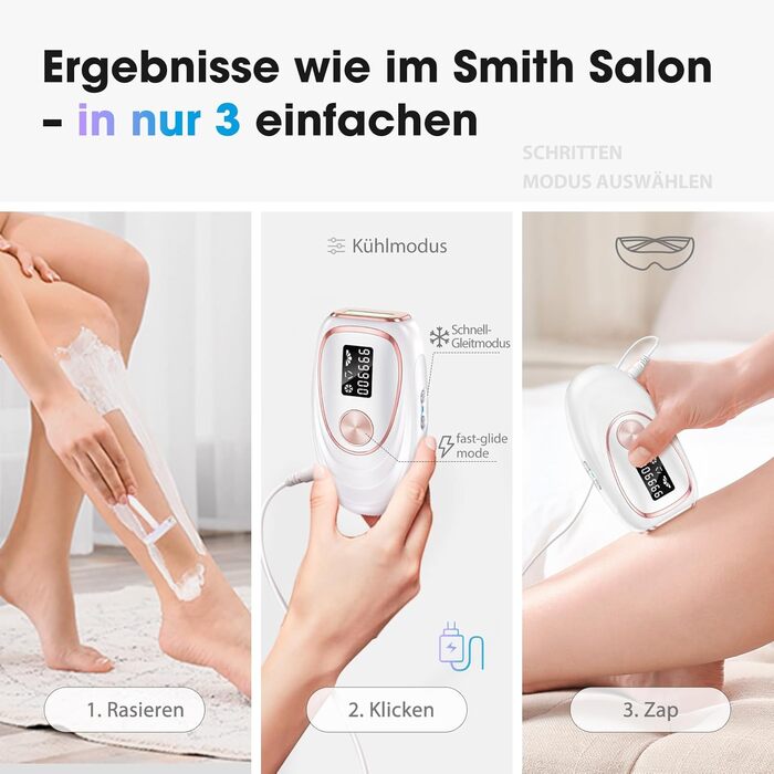 Пристрій для епіляції IPL Haarlosy з охолодженням, 5 рівнів потужності, 999,900 імпульсів світла, для жінок та чоловіків, обличчя, під пахвами, ноги, тіло (білий)