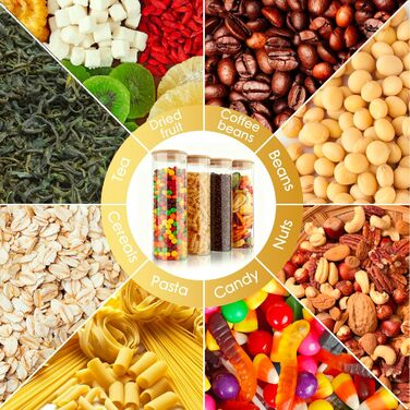 Скляні банки для зберігання з кришкою, набір 12 шт. (4x400мл, 4x500мл, 4x700мл) + етикетки - для кухні