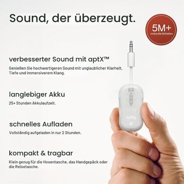 Bluetooth-трансмітер та ресивер Twelve South AirFly Pro 2 для AirPods та навушників, Glacial White