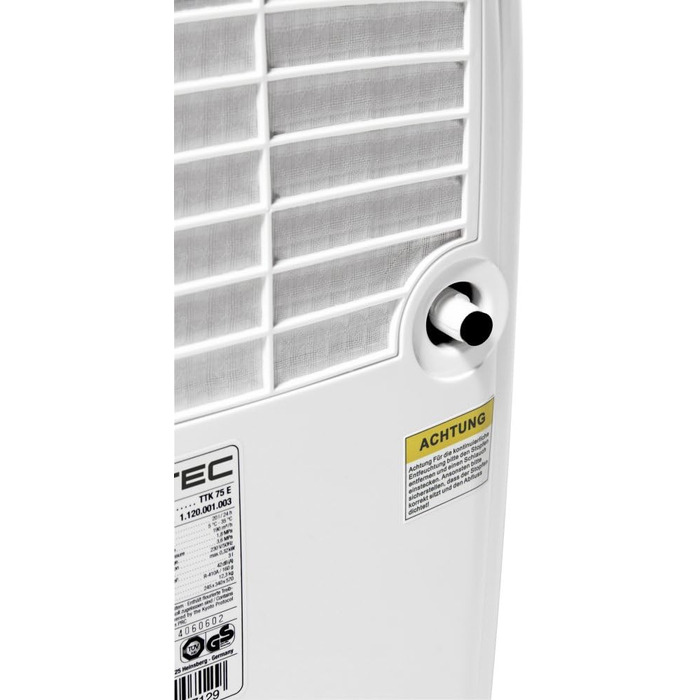 Електричний осушувач повітря Trotec TTK 75 E – продуктивність 20 л/день – площа 45 м² / 110 м³ – з автовимкненням